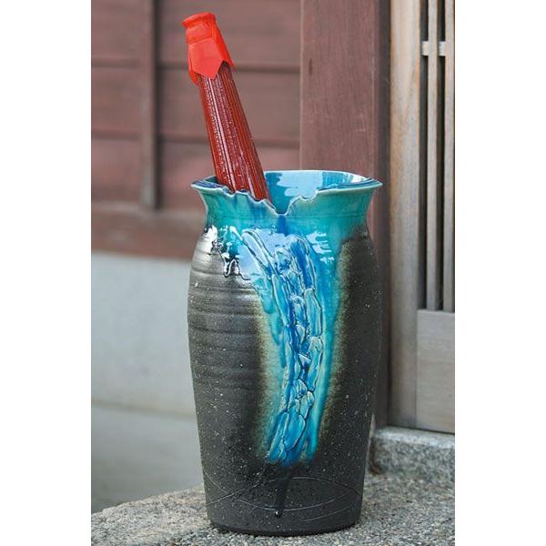 在庫限り〕〔最短翌日配送〕傘立て 陶器 信楽焼 清流壺型傘立 屋外 傘