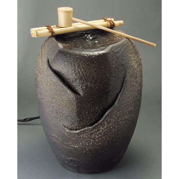 【新品同様】　信楽焼　陶器の水の流れる置物 信楽焼 流水 陶器 つくばい 水 掛水 かけ水 循環モーター 置物