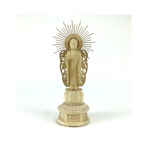 仏像の表情、彫刻、デザインが手彫りのため、一体一体異なります。シンプルでかわいらしいモダンな仏像になります。台座は取り外し可能なので高さ調節が可能です。桧は年を重ねるごとに重厚感のある仏像へと変化していきます。 　【商品の仕様】◆サイズ（ｍ...