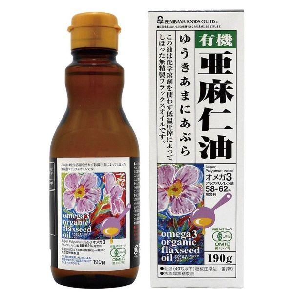 オーガニックフラックスシードオイル（有機亜麻仁油） 190g 紅花食品