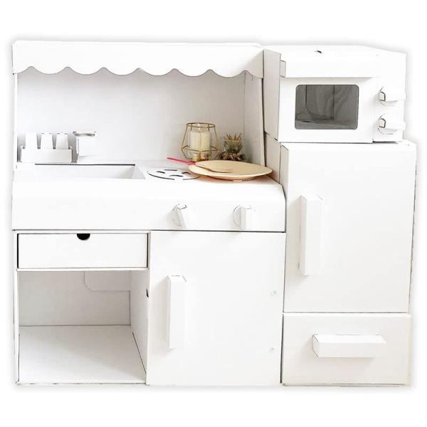 ダンボール製おままごとキッチン白