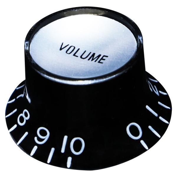 ハットノブ ボリュームインチサイズプッシュマウントカラー：ブラックシルバーキャップ