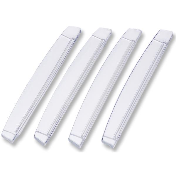 透明な軟質素材でキズを防止挟み込みタイプで簡単取付け両面テープ貼付け（4個1セット）