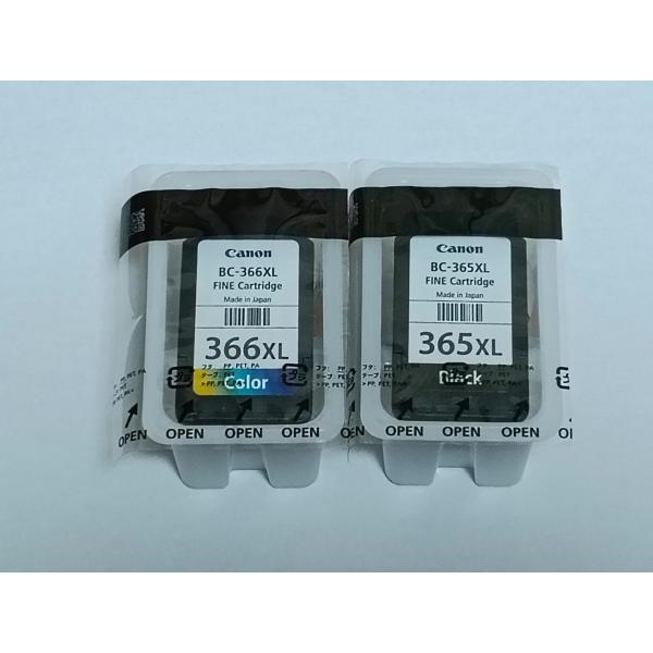 【純正品】CanonインクカートリッジBC-366XL (3色カラー 大容量) + BC-365XL (ブラック 大容量)  　対象機種：PIXUS TS3730 / TS3530　アウトレット