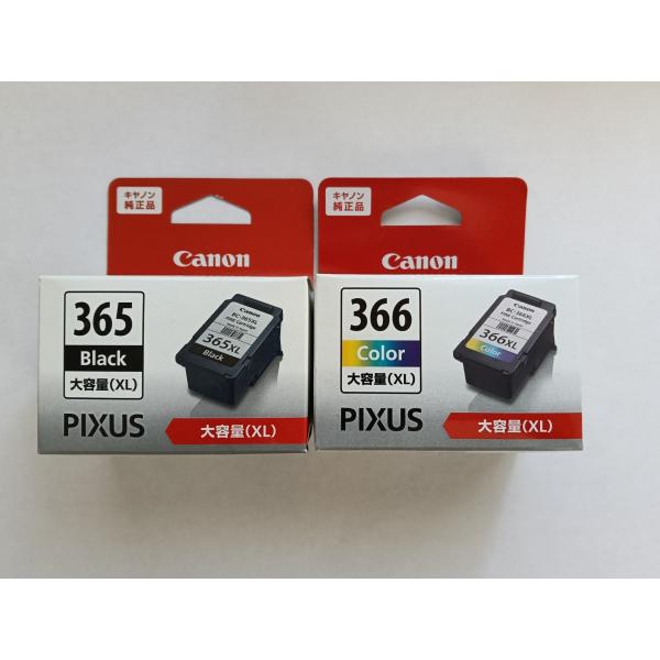 【純正品】CanonインクカートリッジBC-366XL (3色カラー 大容量) + BC-365XL (ブラック 大容量)  　対象機種：PIXUS TS3730 / TS3530　アウトレット