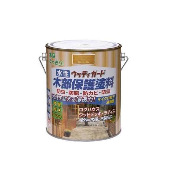 他サイト： ペンキ 水性 塗料 ニッペ ウッドデッキ 木部 防虫 防腐 防かび 水性塗料 | 水性ウッディガード 1.6Lの商品画像