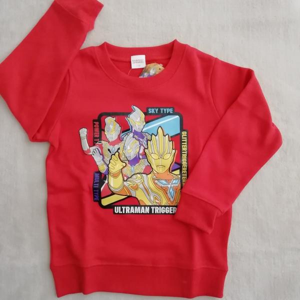 ウルトラマントリガー　ウルトラヒーローズ  ミニ裏毛 長袖トレーナー PR8989　レッド　110cm/120cm