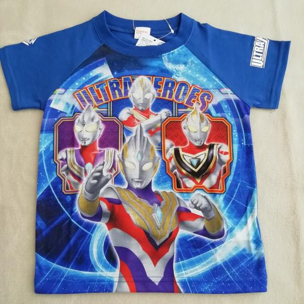 ウルトラヒーローズ  　半袖Tシャツ　TR8841　ブルー　110cm/120cm　ウルトラマンダイナ・ティガ・ガイヤ・トリガー