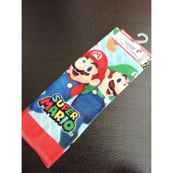丸眞　 任天堂 スーパーマリオ　マリオフレッシュメンバーズ  ジュニアバスタオル　裏面カラーパイル・制菌加工　約40×110cm　