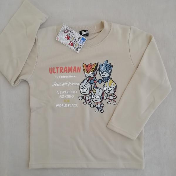 ウルトラヒーロー 薄手　ミニ裏毛 トレーナー　パンソンワークス キッズ 子供　ER8928　ベージュ　110cm/120cm