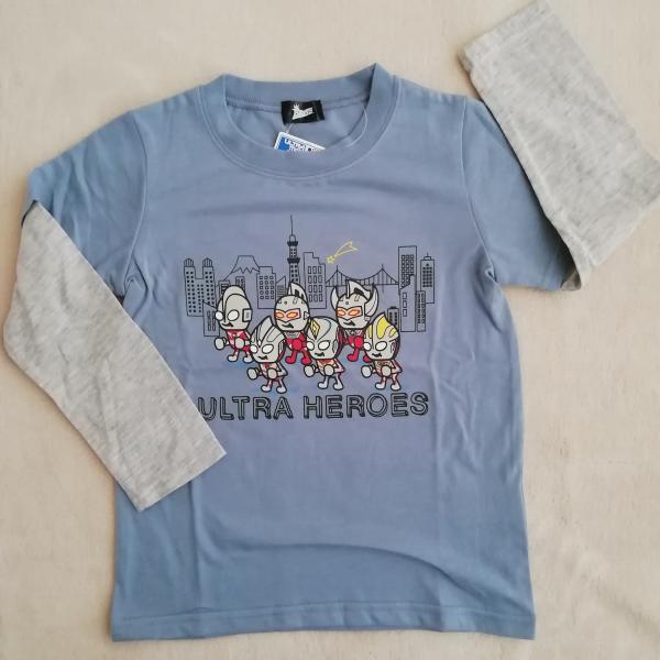 ウルトラマン　ウルトラヒーローズ　パンソンワークス　重ね着風　 薄手長袖Tシャツ　OR9104　ブルー　110cm/120cm　