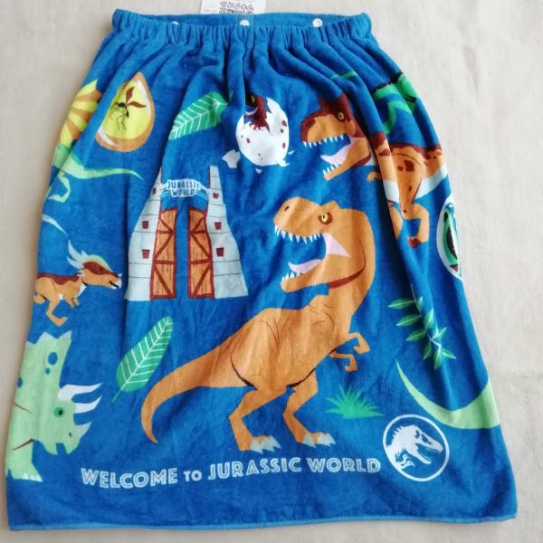 丸眞 ジュラシックワールド 60cm丈 巻きタオル ラップタオル ジュラシック大図鑑 　60×110cm　巻きバスタオル ラップ巻きバスタオル　