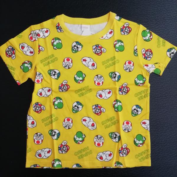 綿100％　スーパーマリオ 　半袖Tシャツ　　SR8825・SR8828　イエロー　120cm/130cm/140cm　