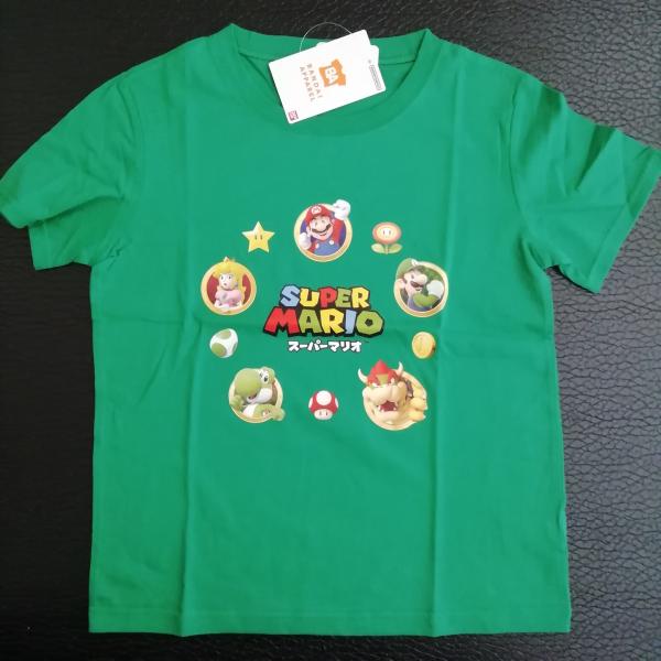 綿100％　スーパーマリオ 　半袖Tシャツ　SR8824・SR8827　グリーン　120cm/130cm/140cm　