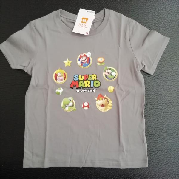 綿100％　スーパーマリオ 　半袖Tシャツ　SR8824・SR8827　グレー　120cm/130cm/140cm　