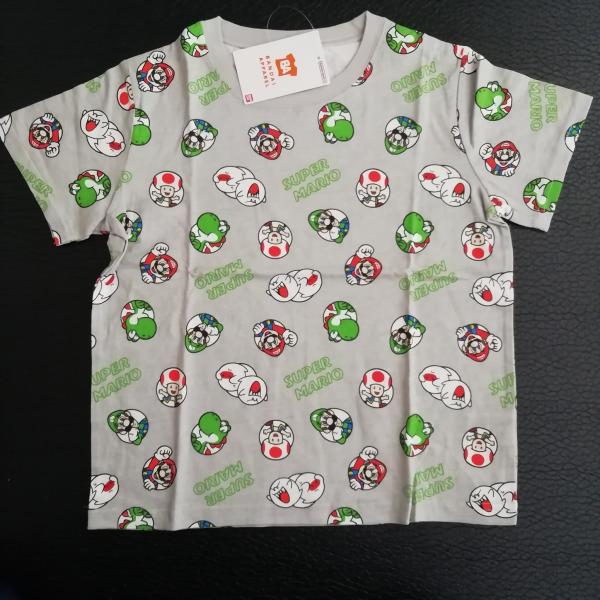 綿100％　スーパーマリオ 　半袖Tシャツ　　SR8825・SR8828　グレー　120cm/130cm/140cm　　