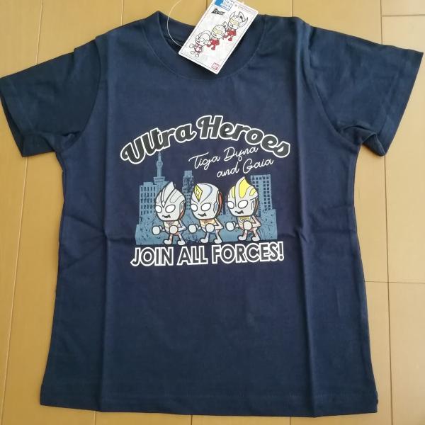ウルトラヒーローズ  　半袖Tシャツ　SR8802　ネイビー　110cm/120cm　ティガ・ダイナ・ガイア