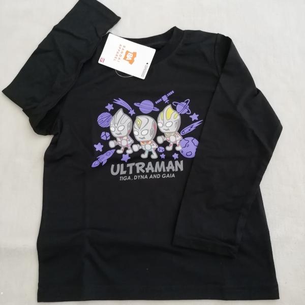 ウルトラヒーローズ  　ウルトラマン　長袖Tシャツ　ER9158　ブラック　110cm/120cm/130cm　ティガ・ダイナ・ガイア