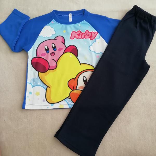 星のカービィ パジャマ 肌側綿100% 秋 冬 春 長袖 ダンボールニット 2700470　ブルー