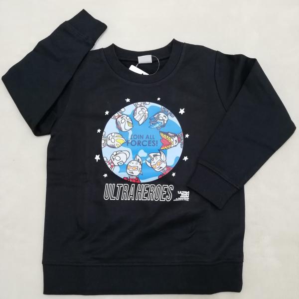ウルトラヒーロー 　裏毛 トレーナー　パンソンワークス キッズ 子供　ER8960　ブラック　110cm/120cm