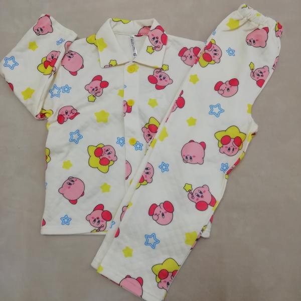 星のカービィ 前開き　パジャマ 肌側綿100% 秋 冬 春 長袖 ソフトニットキルト 2700471　アイボリー