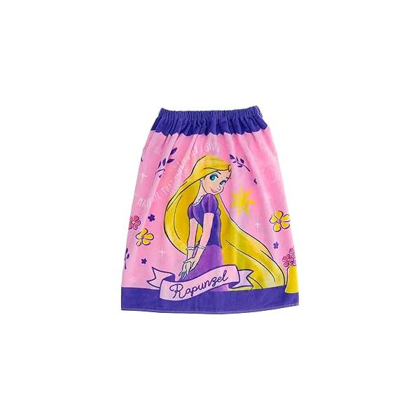 丸眞 綿100％　ディズニー　塔の上のラプンツェル　  パープルメモリー 60cm丈  巻きタオル  ラップタオル 巻きバスタオル ラップ巻きバスタオル　