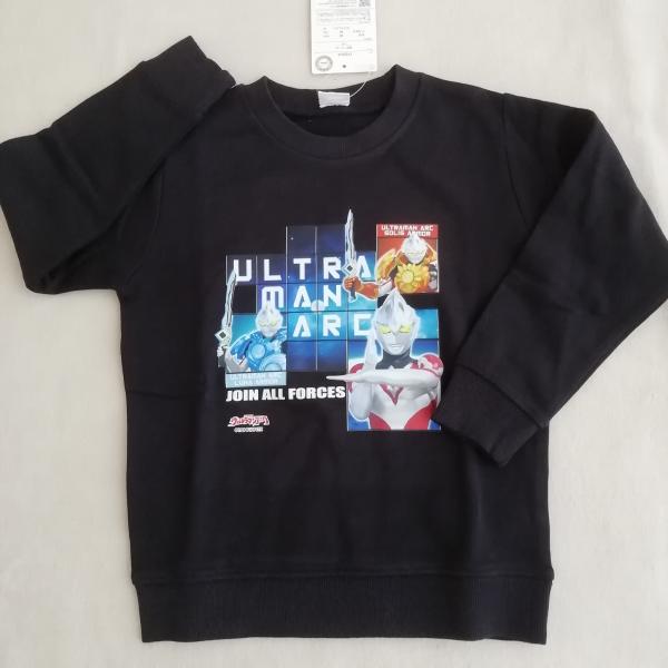 BANDAI ウルトラマンアーク 裏起毛　長袖トレーナーFR8954　ブラック