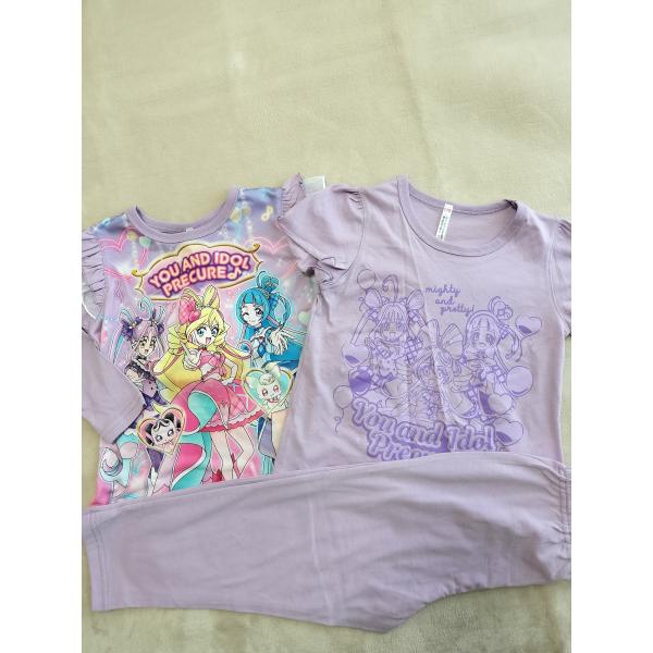 定価3,630円　キミとアイドルプリキュア♪ 天竺薄手　光る2TOPSパジャマ  肩フリル【2781515】ラベンダー