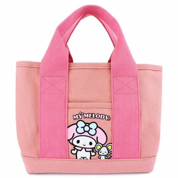 サンリオ キャラクター 仕切りミニトートバッグ 布 手提げ 帆布 マイメロ　マイメロディとフラットくん