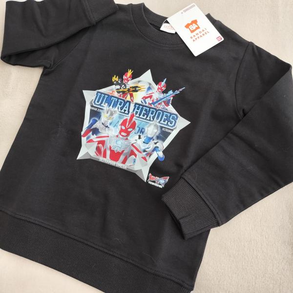 BANDAI ウルトラマンオメガ ウルトラヒーロー　裏毛　長袖トレーナースウェットシャツ FR8935　ブラック