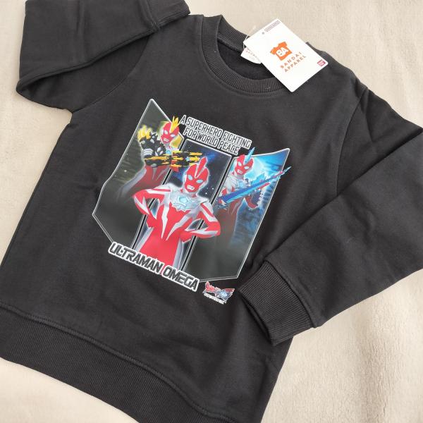 BANDAI ウルトラマンオメガ ウルトラヒーロー　裏起毛　長袖トレーナースウェットシャツ FR8909　ブラック