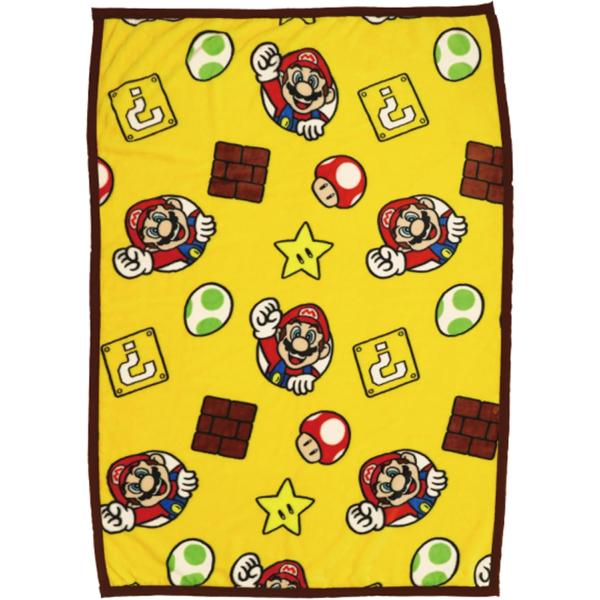 丸眞 ハーフサイズ  ホッピングイエロー 　スーパーマリオ　毛布 ブランケット H140×W100cm