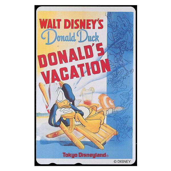 ドナルドの夏休みテレホンカード東京ディズニーランド生産終了品テレホンカード50度数台紙なし　未使用1940年短編『ドナルドの夏休み』（原題：Donald's Vacation）