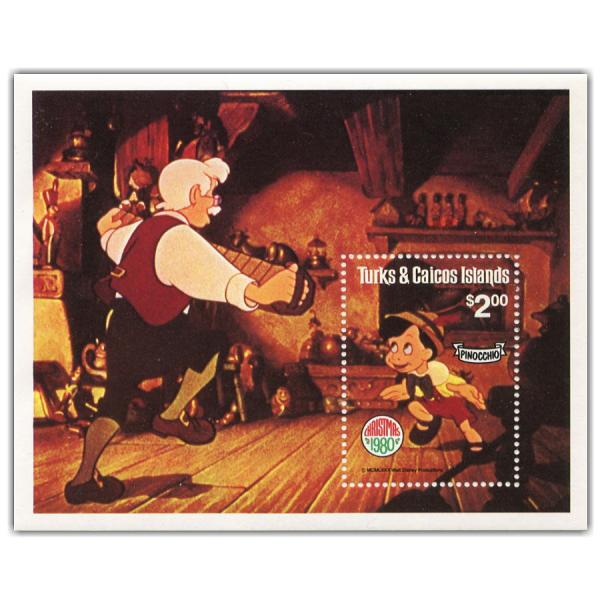 ピノキオ切手小型シート発行国Turks &amp; Caicos Islands1981年発行10.2×12.7cm　未使用