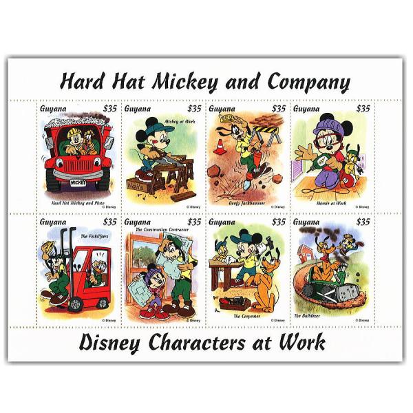 FAB5切手8枚1シート（ヘルメット）発行国Guyana1995年発行シート：13.6×17.8cm未使用A4クリアファイルに収まる台紙にファイルされているためそのままお送りします。ミッキー、ミニー、ドナルド、グーフィー、プルート