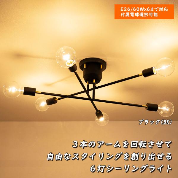 天井照明 6灯シーリングライト TC-353BK スタイル自在 爆買 : IS