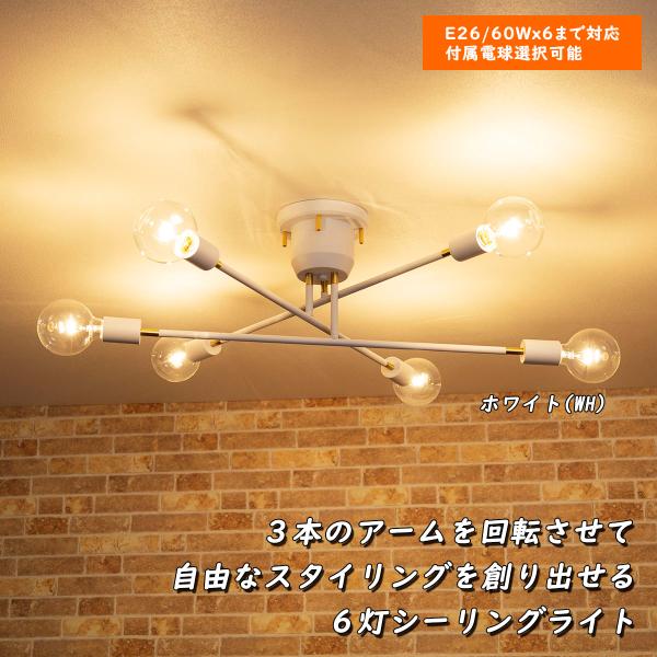 天井照明 6灯シーリングライト TC-353WH スタイル自在 爆買 : IS