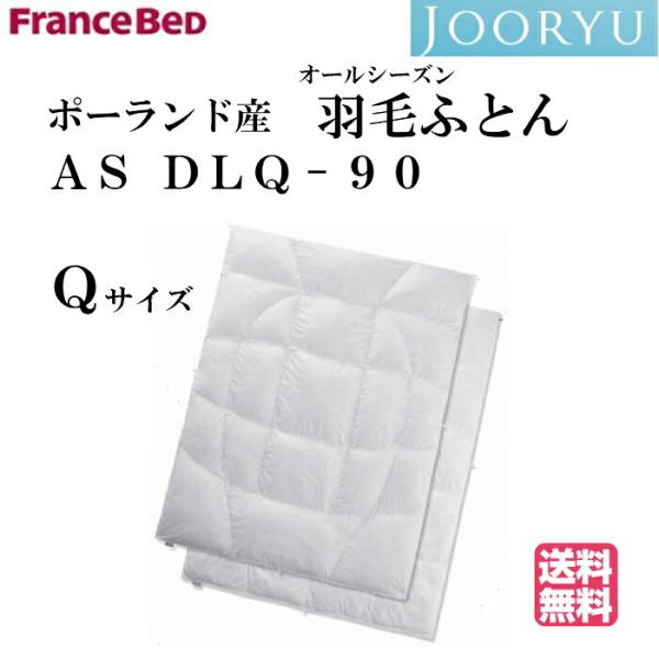 送料無料 カバープレゼント フランスベッド 羽毛布団 AS DLQ-90 オールシーズンタイプ クィーン ポーランド産ホワイトグースダウン90％ 高衛生羽毛