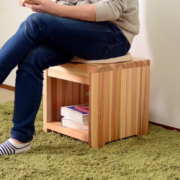 スツール 収納 北欧 おしゃれ 木製 玄関 ナチュラル シンプル チェア キッチン ダイニング サイドテーブル 大川家具 日本製 杉 国産材