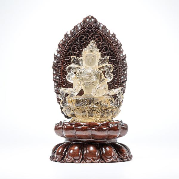 水晶 彫刻 観音様 （天然シトリン） 木製台付 No.76 : 宮忠 - 通販