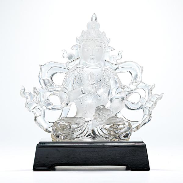水晶 彫刻 観音様 （天然水晶） 木製台付 No.75 : 宮忠 - 通販 - Yahoo