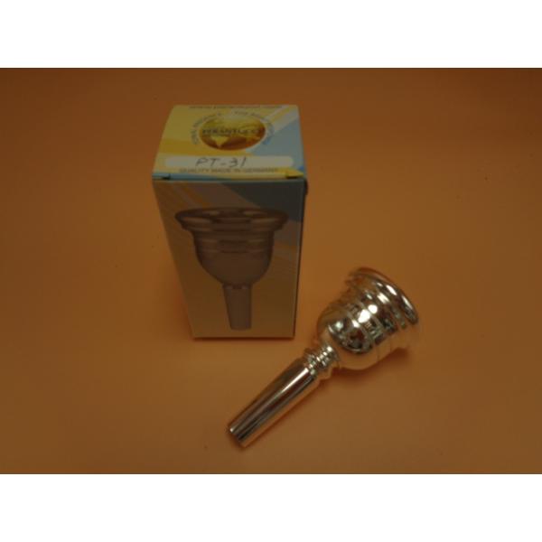 PT-31カップの特徴　直径32.5mm 中位の深さ、底は充分丸い。リムの特徴　幅7.5mm 幾分平ぺったく内リムは丸い。スロートボア　口径7.4mm 良い音を基本に、反応が良い。Bb、CCの標準的なマウスピース。■ 初心者向け： PT-3...