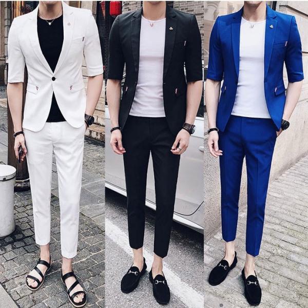 春夏物 ビジネス フォーマル セットアップ メンズ サマースーツ