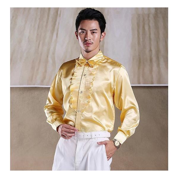 サテンシャツ メンズ 社交ダンス 衣装 ドレスシャツ フリル メンズ 無地 光沢 長袖 ワイシャツ派手 おしゃれ ステージ ダンス衣装 発表会 結婚式 Buyee Servicio De Proxy Japones Buyee Compra En Japon