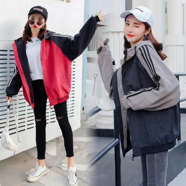 ブルゾン マウンテンパーカー 春服アウター フード付き レディース ウィンドブレーカー ジップアップ バイカラー 配色 ジャンパー カジュアル 通学 学生 Juy 5794 イセンストア 通販 Yahoo ショッピング