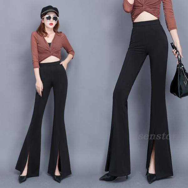 スラックス パンツ ベルボトム レディース 美脚 パンツ ブーツカット