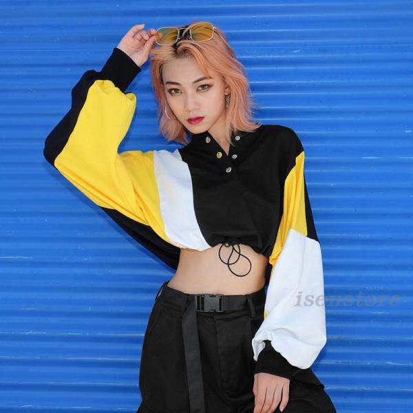 ファッション ストリート Hiphop ダンス トップス レディース 長袖 スタジャン ショート丈 パーカ Tシャツ バイカラー Jazz 演出服 ゆったり 上着 Buyee Buyee Jasa Perwakilan Pembelian Barang Online Di Jepang