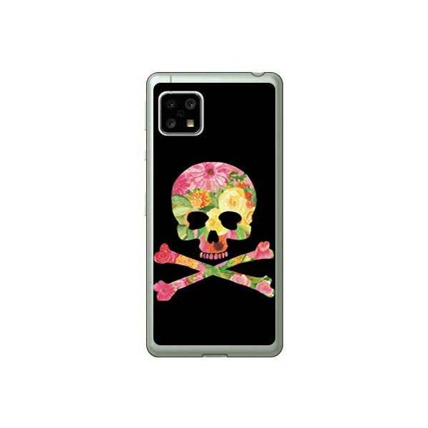 AQUOS sense5G �P�[�X sense4�Esense4 lite Flower skull �u���b�N �X�}�z�P�[�X (�󒍐��Y)