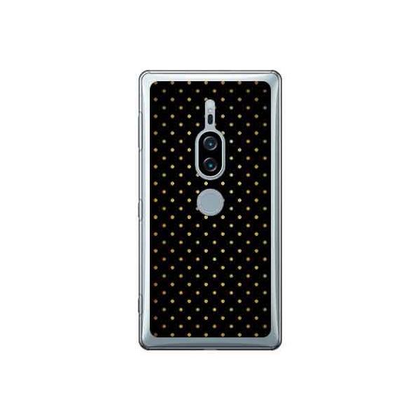 Xperia XZ2 Premium �P�[�X �u���b�N×�S�[���h �h�b�g�i���j �X�}�z�P�[�X (�󒍐��Y)