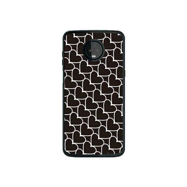 Moto Z3 Play �P�[�X XT1929 �n�[�g�X�g���C�v �u���b�N×�z���C�g �X�}�z�P�[�X (�󒍐��Y)